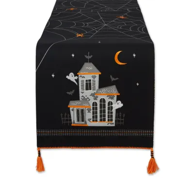 Haunted House Embellished Reversable Table Runner Halloween Collection