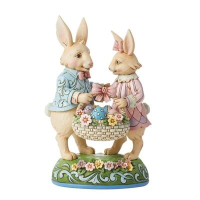 Basket Of Love Bunny Couple By: Heartwood Creek Jim Shore