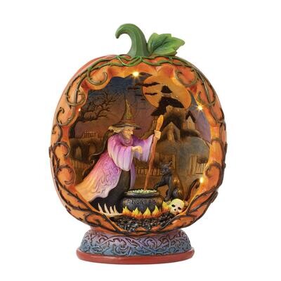Come In For a Spell Pumpkin Diorama LED By: Heartwood Creek Jim Shore