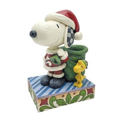 Snoopy's Little Helper Santa Snoopy &amp; Elf Woodstock By: Peanuts Jim Shore