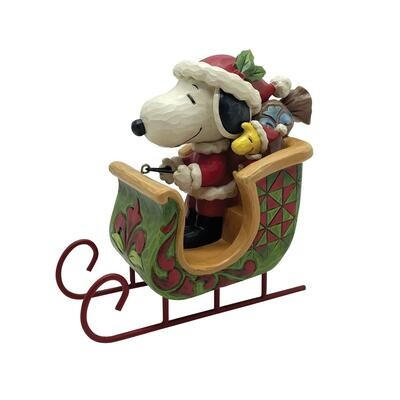 Snoopy &amp; Woodstock in Sleigh By: Jim Shore Peanuts NEW 2024