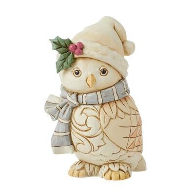 White Woodland Owl with Scarf By: Heartwood Creek Jim Shore