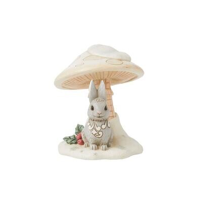 White Woodland Bunny Next To Mushroom By: Heartwood Creek Jim Shore