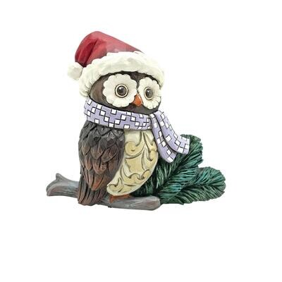 Mini Owl With Santa Hat By: Heartwood Creek Jim Shore *SHIPS WITHIN 10 DAYS*