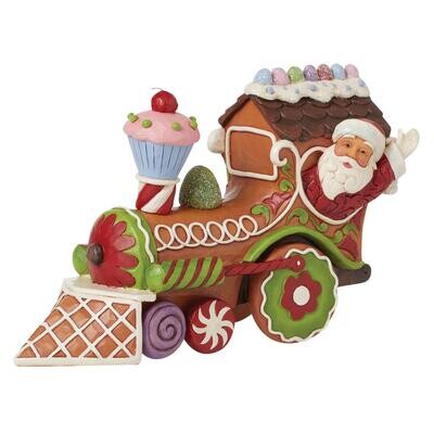 Gingerbread Christmas Santa's On His Way Conductor Train By: Heartwood Creek Jim Shore *SHIPS WITHIN 10 DAYS*