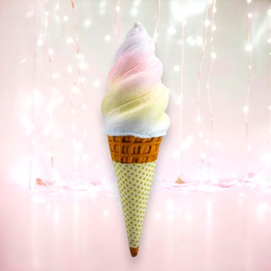 29.5" Rainbow Swirl Ice Cream Cone With (YELLOW) Sleeve Easter Decor *SHIPS WITHIN 15 DAYS OF ORDERING*