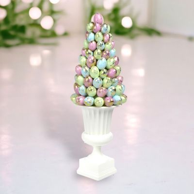 17" Pastel Egg Tree With White Base Easter Decor *SHIPS WITHIN 15 DAYS OF ORDERING*