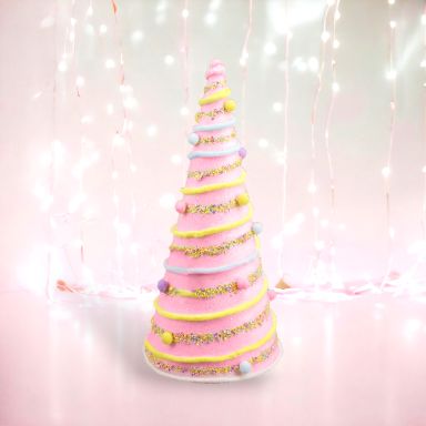 19" Pink Candy Swirl Cone Tree Easter Decor *SHIPS WITHIN 15 DAYS OF ORDERING*