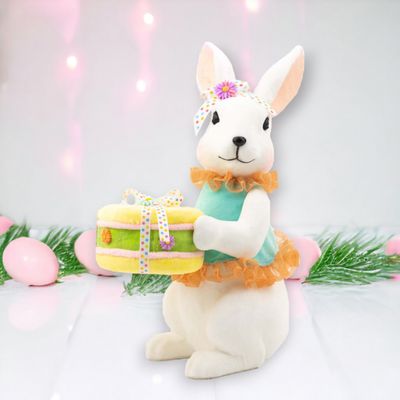 Girl Bunny With Macaron Easter Decor
