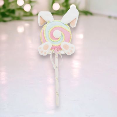 Pink Bunny Swirl Lollipop Pick Easter Decor