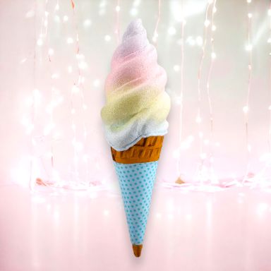 29.5" Rainbow Swirl Ice Cream Cone With (BLUE) Sleeve Easter Decor *SHIPS WITHIN 15 DAYS OF ORDERING*