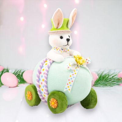 Bunny in Blue Egg Car Easter Decor