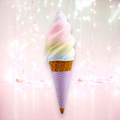 29.5" Rainbow Swirl Ice Cream Cone With (PURPLE) Sleeve Easter Decor *SHIPS WITHIN 15 DAYS OF ORDERING*