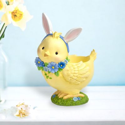Chick With Bunny Ears Planter Vase Easter Decor *SHIPS WITHIN 10 DAYS*