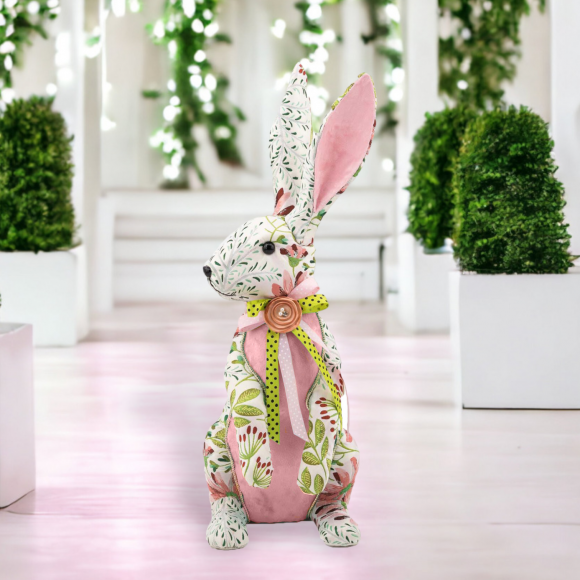Floral Pattern Bunny Standing Easter Decor