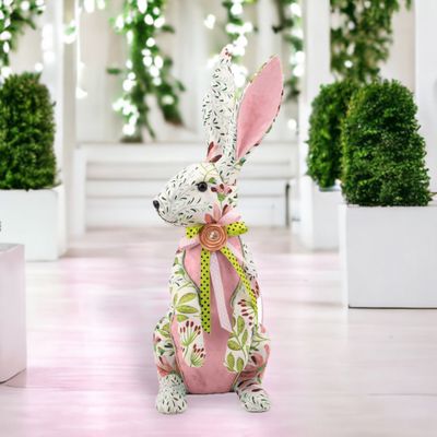 Floral Pattern Bunny Standing Easter Decor