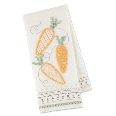 Carrot Garland Embellished Dishtowel Easter Decor