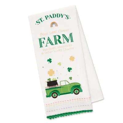 Four Leaf Farm Truck Embellished Dishtowel Patrick's Decor