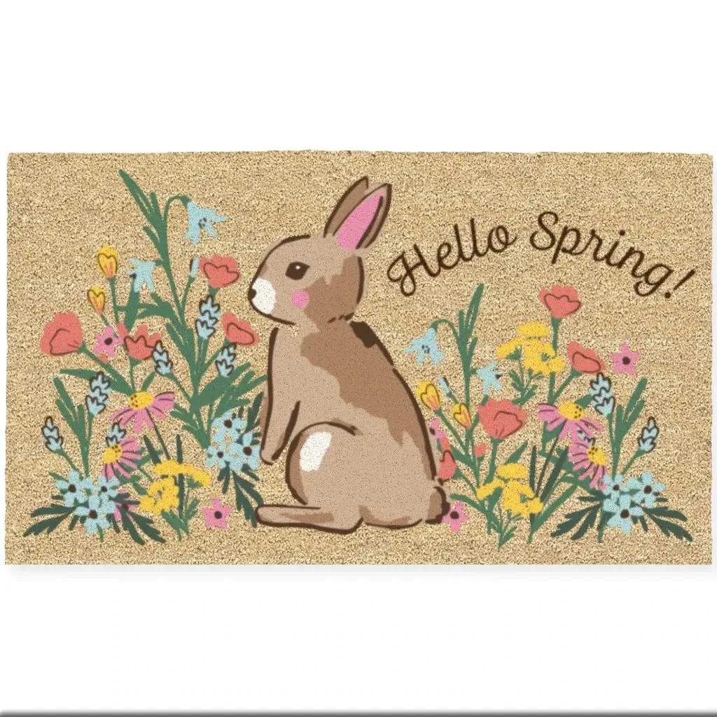 Hello Spring Bunny Doormat Easter Decor