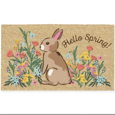 Hello Spring Bunny Doormat Easter Decor