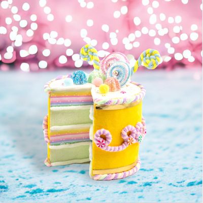 9.5" Yellow Cake Display Easter Decor
