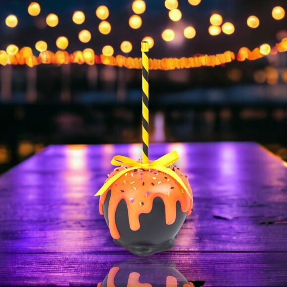 9in Orange Candy Apple Halloween Decor