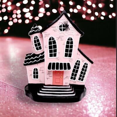 Boo Ville Pink Haunted House Halloween Decor   *SHIPS WITHIN 10 DAYS*