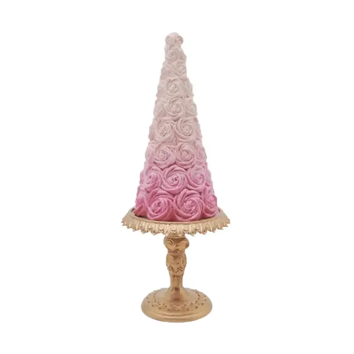 12.5" Pink Rosette Tree Christmas Decor