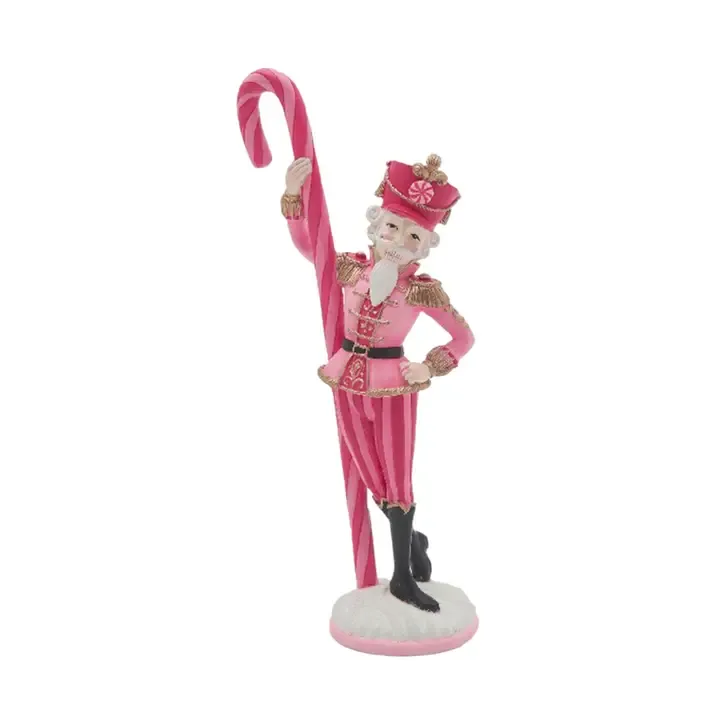 9" Pink Nutcracker With Candy Cane Christmas Decor