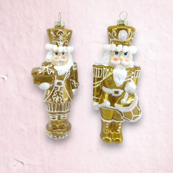 Set Of 2 Gingerbread Nutcracker Ornaments Christmas Decor