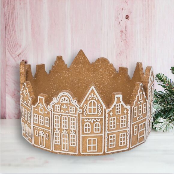 10.5" Gingerbread Houses Container Christmas Decor