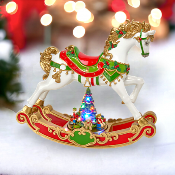 24" LED Rocking Carousel Horse Christmas Decor