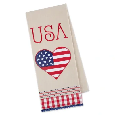 USA Americana Love Embellished Dishtowel 4th Of July Kitchen Accents