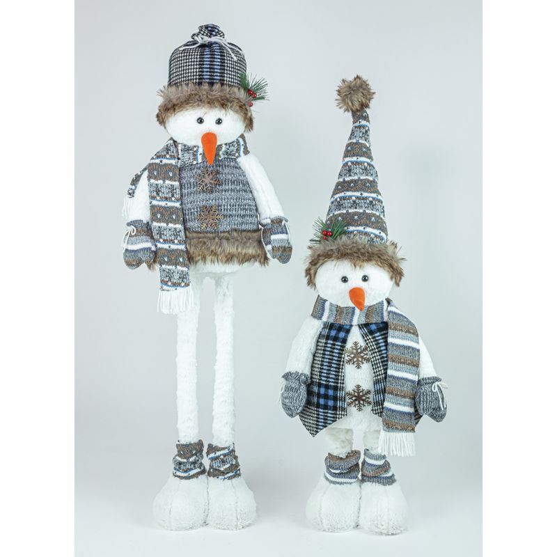 43" SNOWY SNOWMAN STRETCH LEGS Set Of 2 Christmas Decor