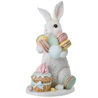 9.5" Resin Easter Bunny With Sweets Easter Decor