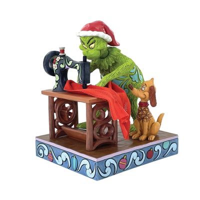PRE-ORDER Grinch Sewing Santa Suit With Max By: The Grinch Jim Shore *SHIPS 8/2026* NEW 2025
