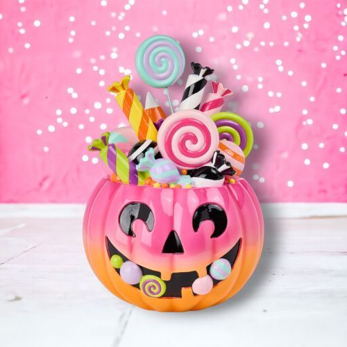 17" Jack O Lantern Pumpkin With Candy Summerween Halloween Decor