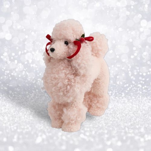 10" Pink Poodle Christmas Decor NEW 2025
