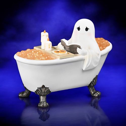Ghost With LED Candle In Bathtub Halloween Decor NEW 2025