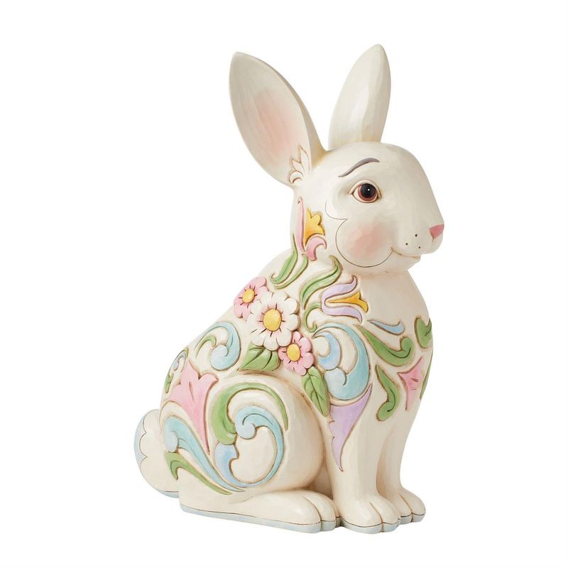 White Floral Bunny Planter By: Heartwood Creek Jim Shore NEW 2025