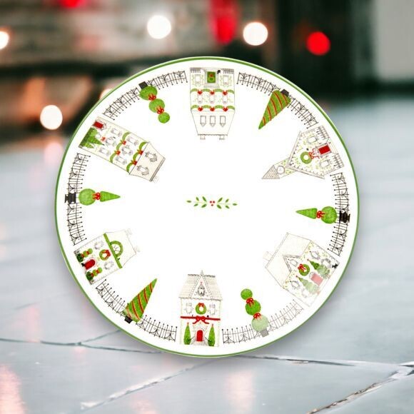8" City Sidewalks Plates Set Of 4 Christmas Decor