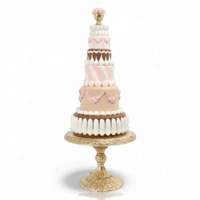 PRE-ORDER 23.5" Pink Chocolate Tiered Cake Christmas Decor *SHIPS 9/2026* NEW 2026