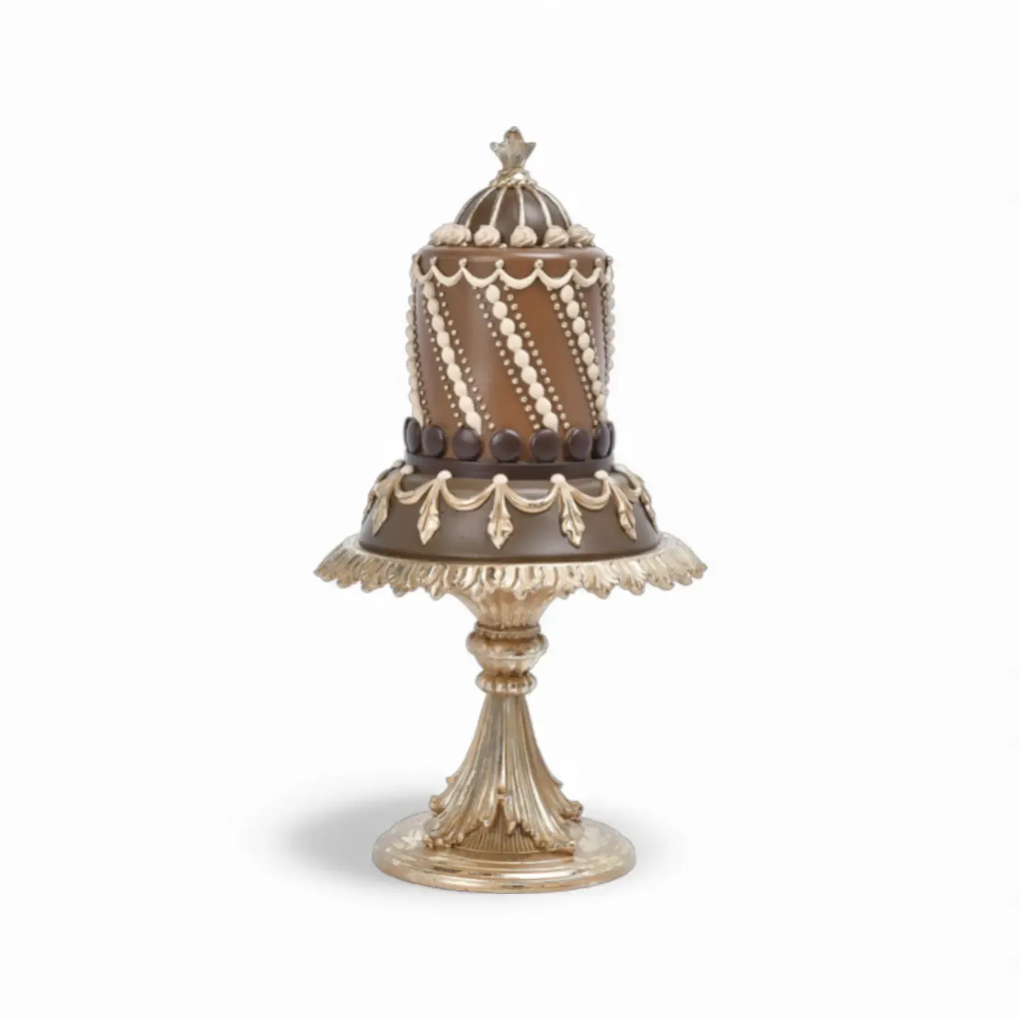 13" Chocolate Cake On Gold Base Christmas Decor NEW 2026