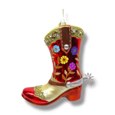 PRE-ORDER 6&quot; Cowboy Boot Ornament Christmas Decor *SHIPS 9/2026* NEW 2026