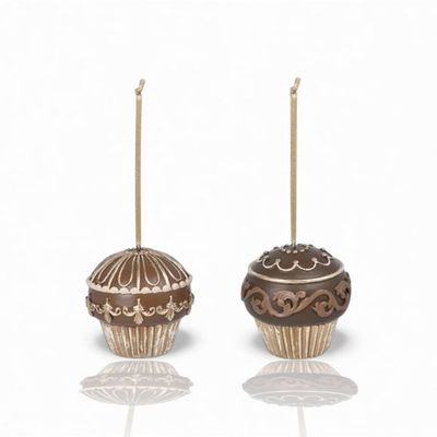 PRE-ORDER 3.3" Chocolate Cupcakes Ornaments Set Of 2 Christmas Decor *SHIPS 9/2026* NEW 2026
