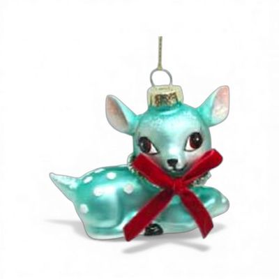 PRE-ORDER 5" Retro Vintage Blue Deer Laying Ornament Christmas Decor *SHIPS 9/2026* NEW 2026