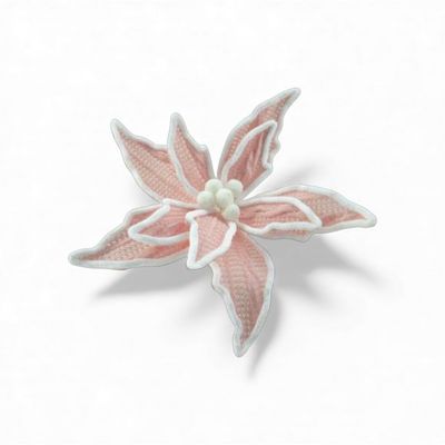 PRE-ORDER 12" White Trim Pink Poinsettia Picks Set Of 4 Christmas Decor *SHIPS 9/2026* NEW 2026