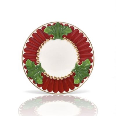 PRE-ORDER 7" Red Trim Salad Plate Set Of 4 Christmas Decor *SHIPS 9/2026* NEW 2026