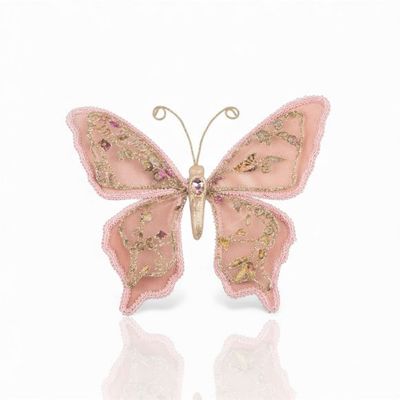 PRE-ORDER 10.5" Blush Butterfly Clip Ornaments Set Of 2 Christmas Decor *SHIPS 9/2026* NEW 2026