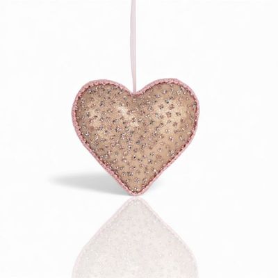 PRE-ORDER 4" Blush Heart Ornaments Set Of 2 Christmas Decor *SHIPS 9/2026* NEW 2026